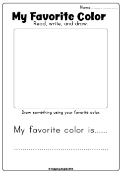 My favorite color worksheet by hedgehog english tpt