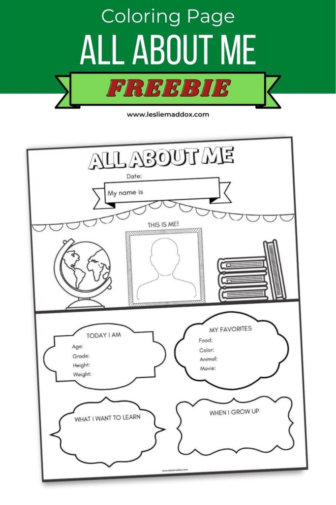 All about me printable coloring page