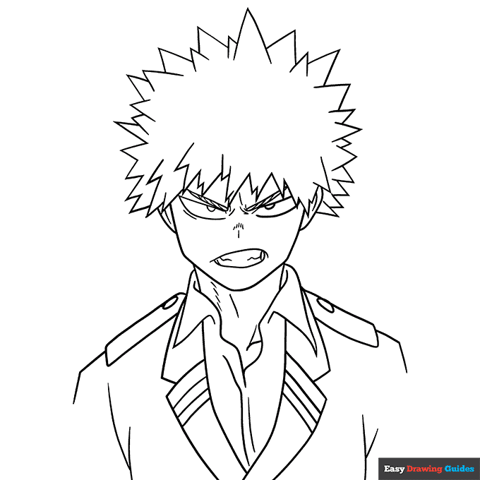 Katsuki bakugo from my hero academia coloring page easy drawing guides