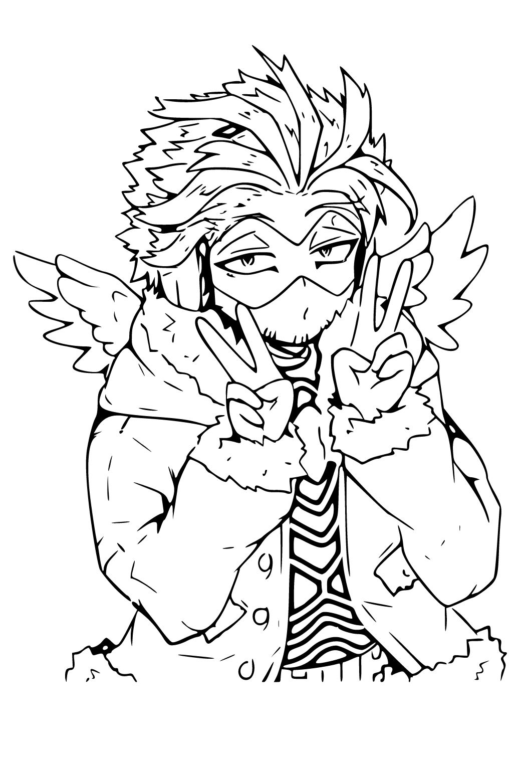 Free printable my hero academia wings coloring page for adults and kids