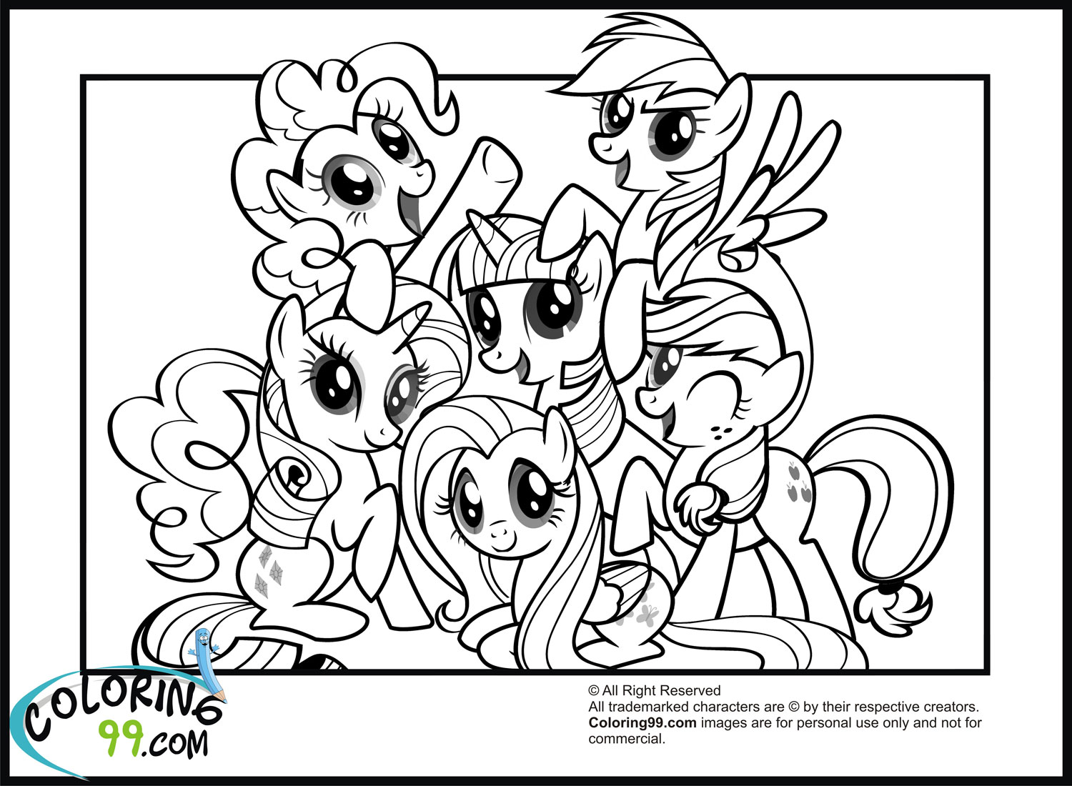 My little pony coloring pages friendship is magic team colors