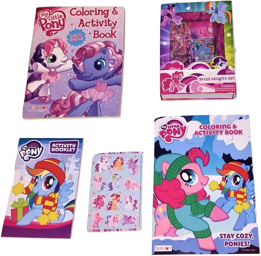 My little pony bundle of activity gift set items stay cozy ponies coloring and activity book with stickers christmas themed activity books stickers boxed secrets toys games