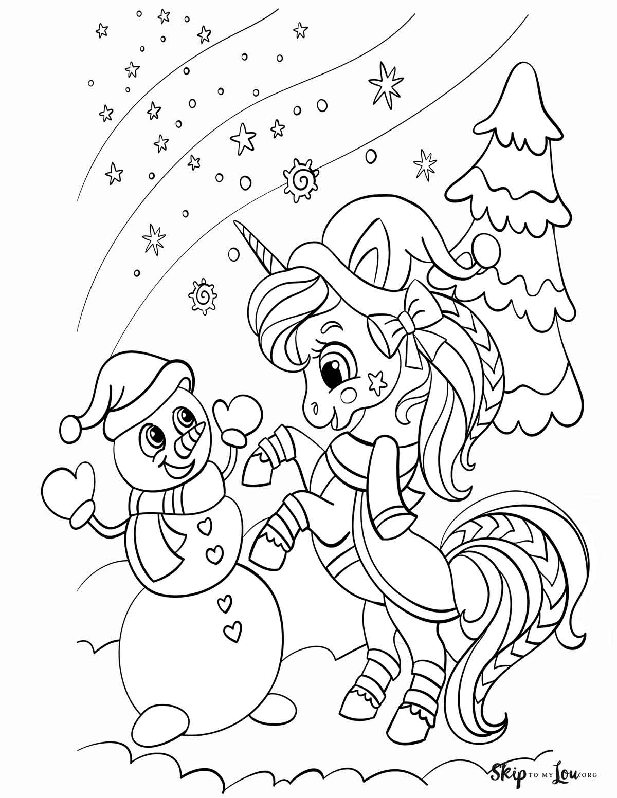 Christmas unicorn coloring pages skip to my lou