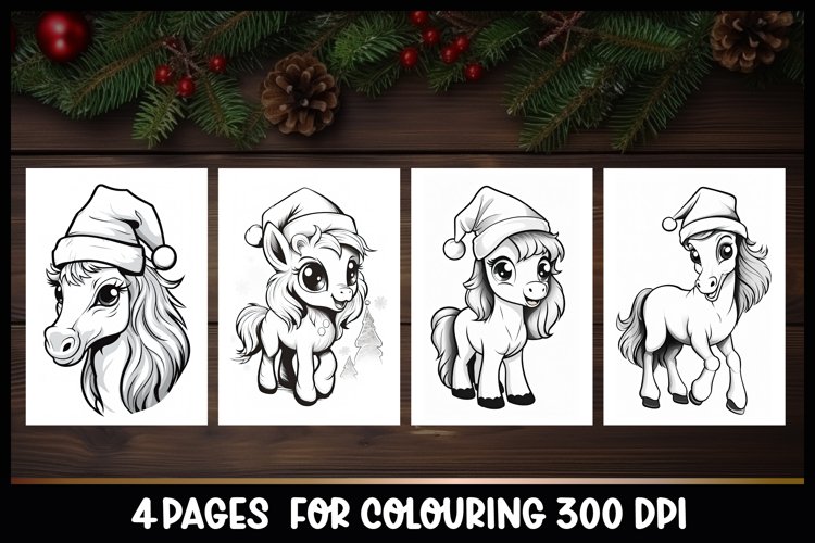 Cute christmas horse coloring book pages i kids coloring