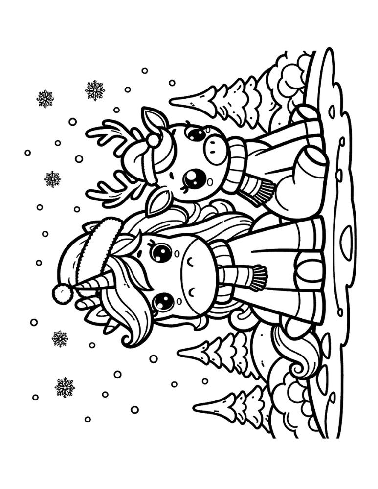 Free christmas unicorn coloring pages for kids