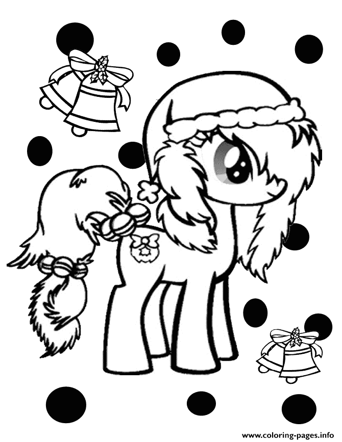 My little pony with christmas bells coloring page printable