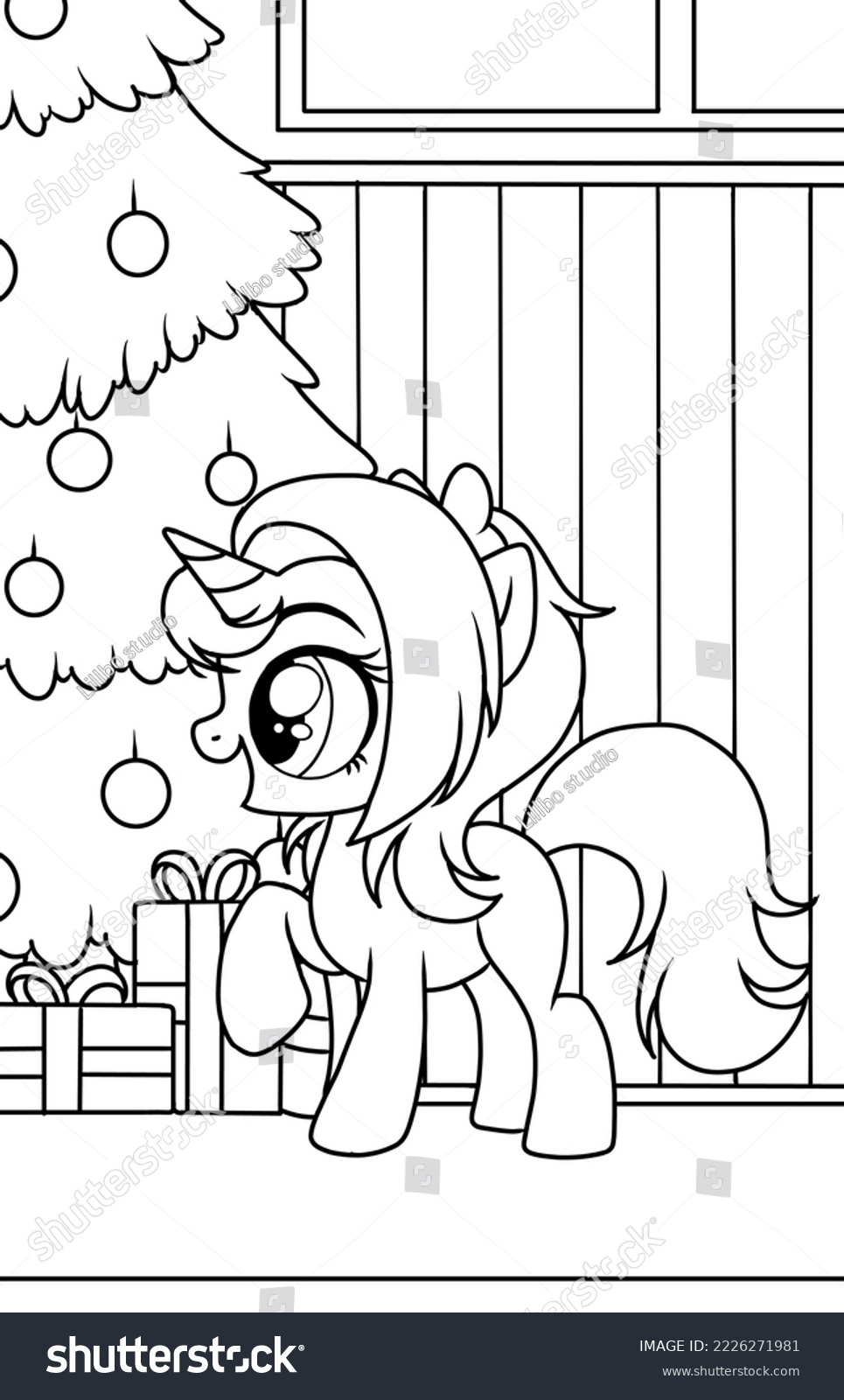 Cute christmas pony coloring page åºåæå