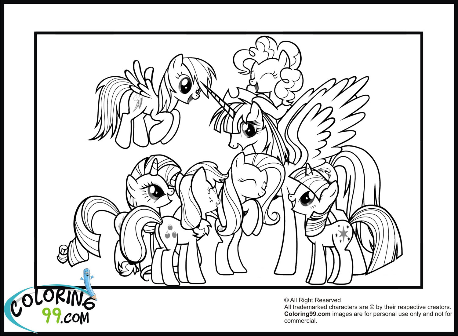 My little pony coloring pages team colors