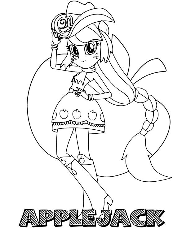 Printable equestria girls applejack coloring page