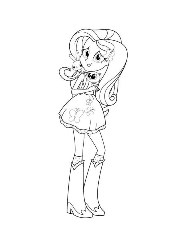 Magical fluttershy with her little friends coloring page