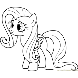 Fluttershy coloring pages for kids