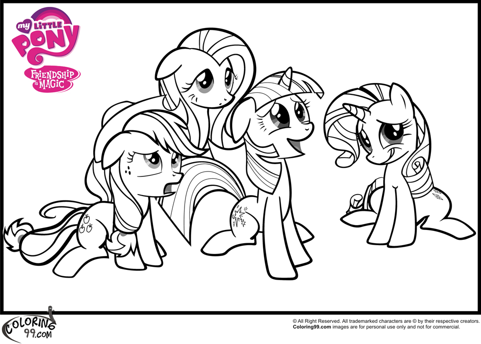 My little pony coloring pages friendship is magic team colors