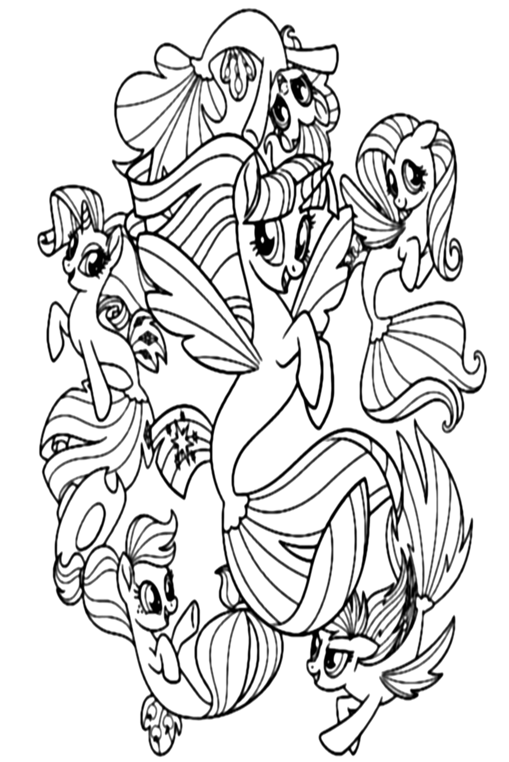 Fluttershy mermaid coloring page