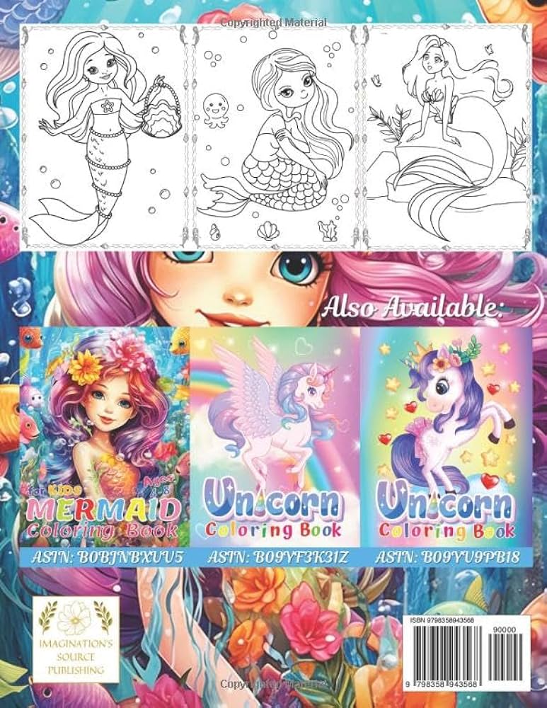 Mermaid coloring book pages of fun and creativity with collection of cute mermaids coloring pages with big easy simple drawings for girls boys in the best gift for kids