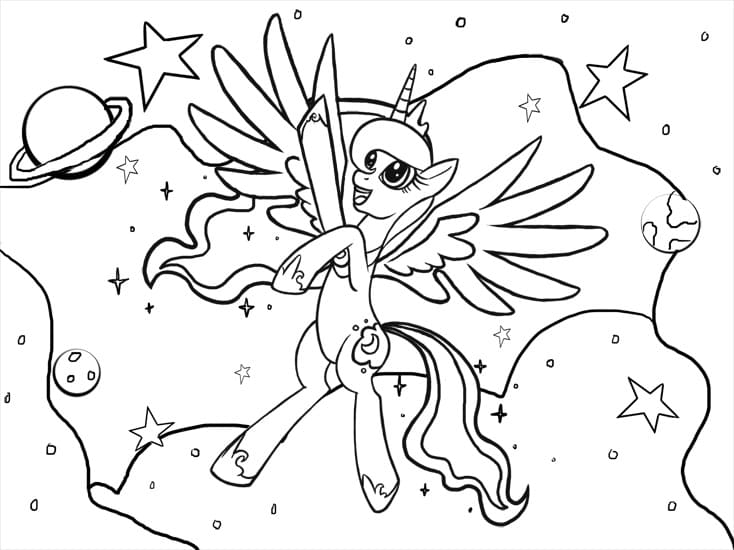 Wonderful princess luna my little pony coloring page