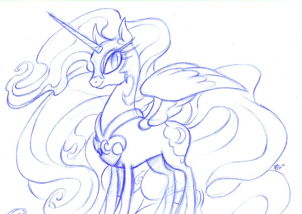 Nightmare moon sketch mlp by blackheartspiral
