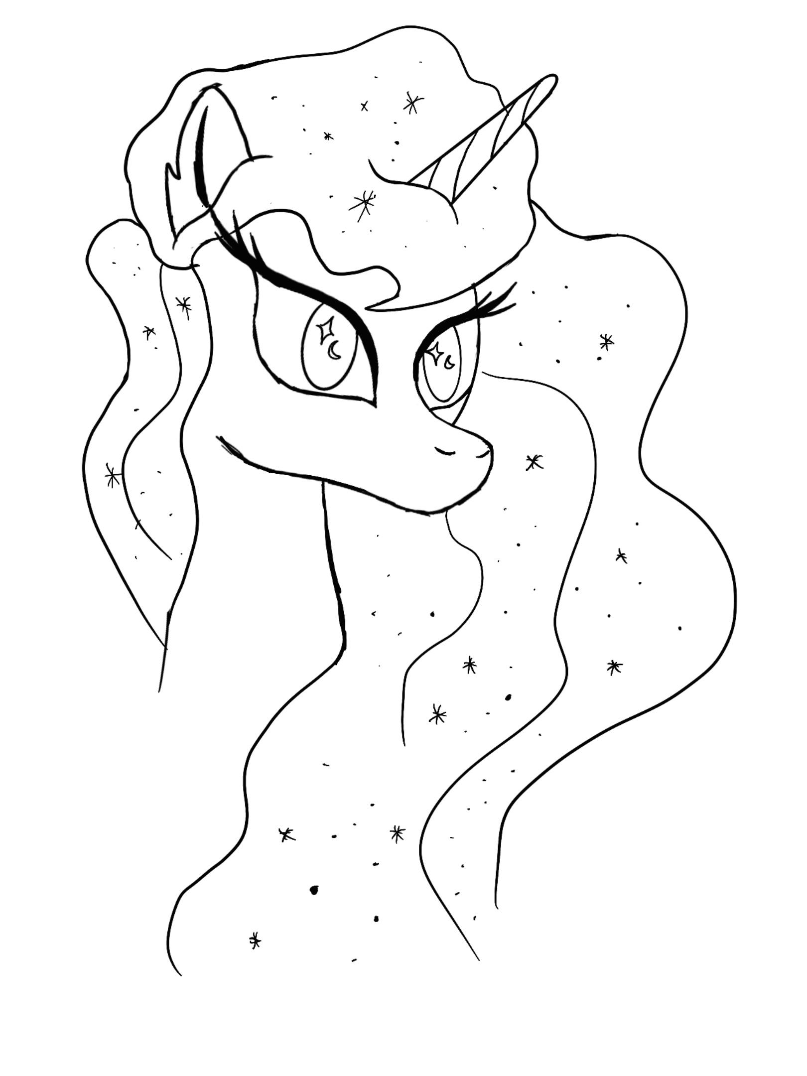 Working on a rough sketch for some luna fanart and finding my own style to draw the ponies colored version ing soon rmylittlepony