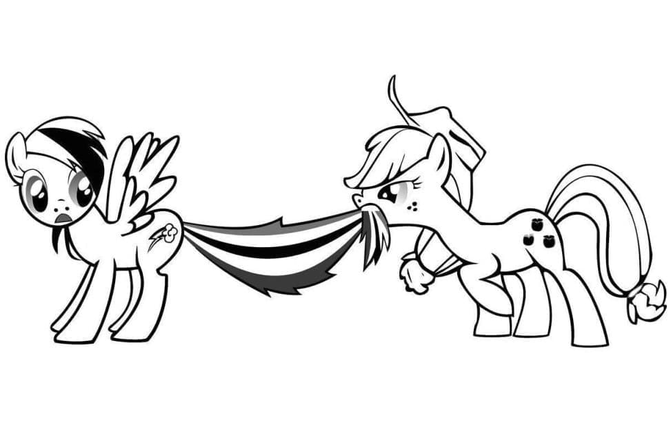 Rainbow dash and applejack my little pony coloring page