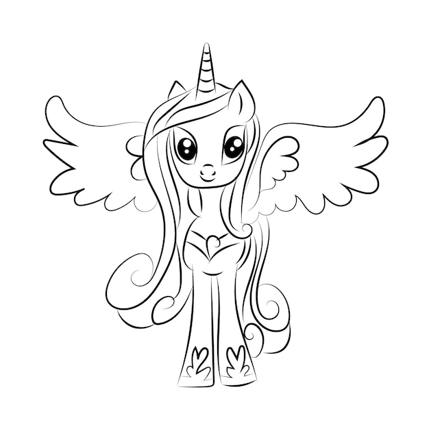 Premium vector unicorn kids coloring page vector blank printable design for children to fill in free vector