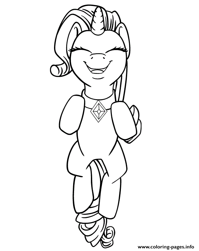 Happy my little pony rarity unicorn smiling coloring page printable