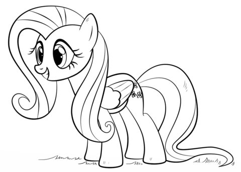 Fluttershy pony coloring page free printable coloring pages