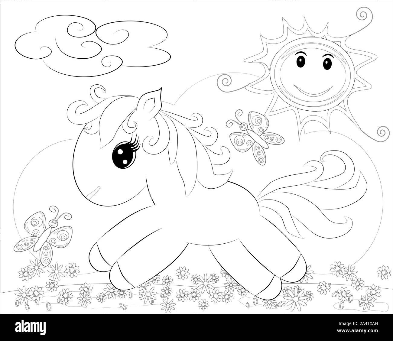My little pony cartoon black and white stock photos images