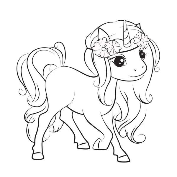 Art coloring page hand drawn illustration cute little unicorn fashion stock vector by sivanova