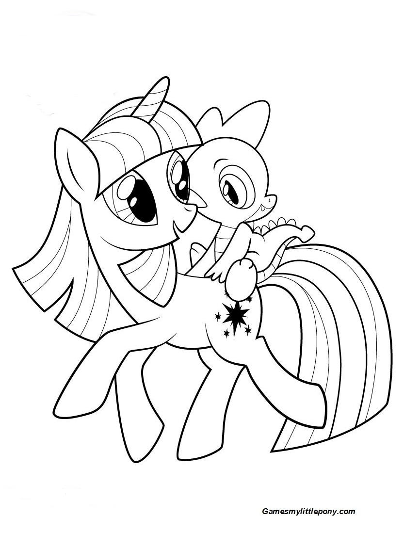 Twilight sparkle and spike coloring page