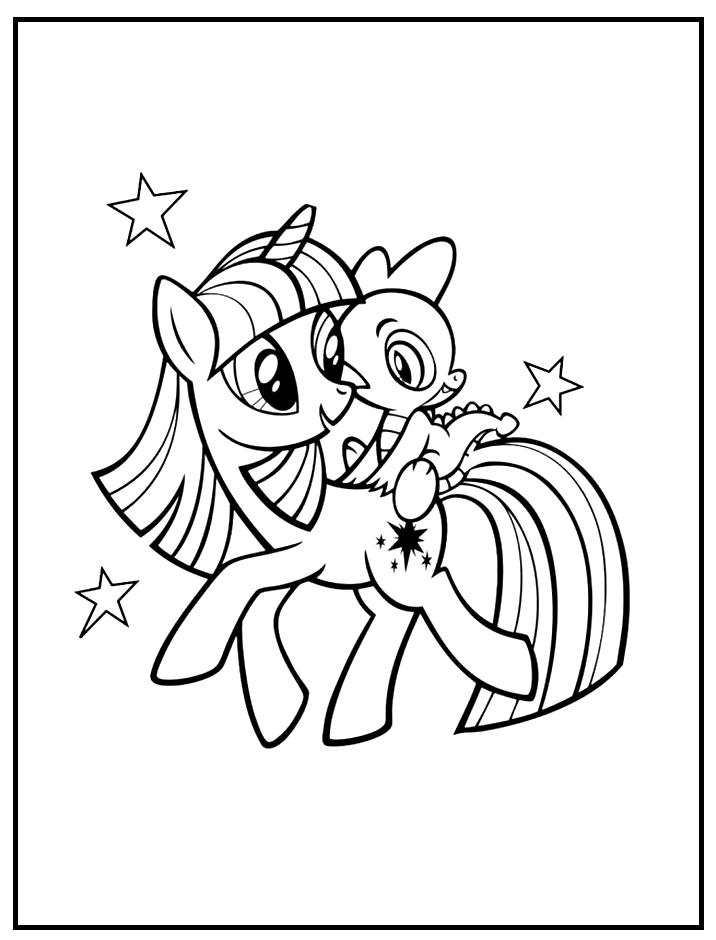 My little pony twilight sparkle and spike coloring page