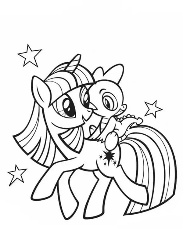 Spike and twilight sparkle coloring page