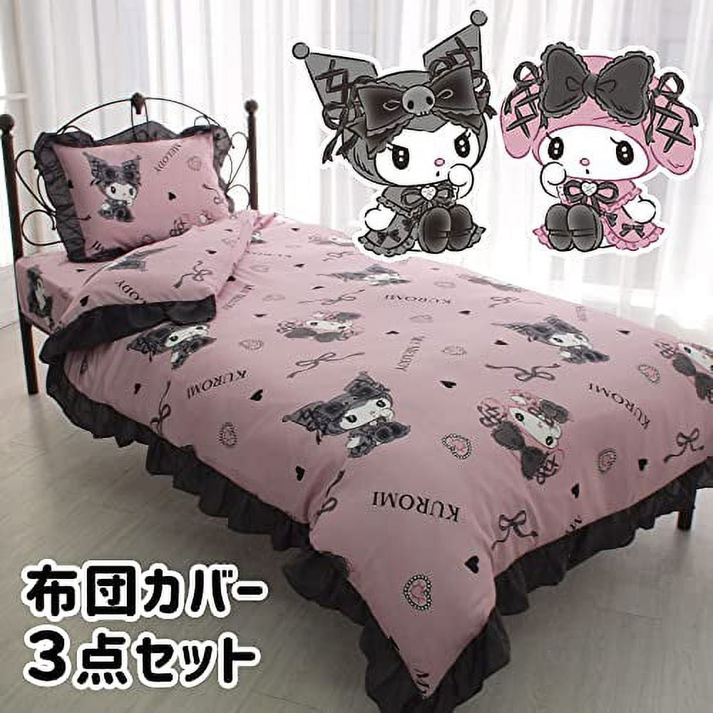 Sanrio kuromi my melody midnight melokuro volume ruffle duvet cover piece set pillowcase sheet duvet cover single sb