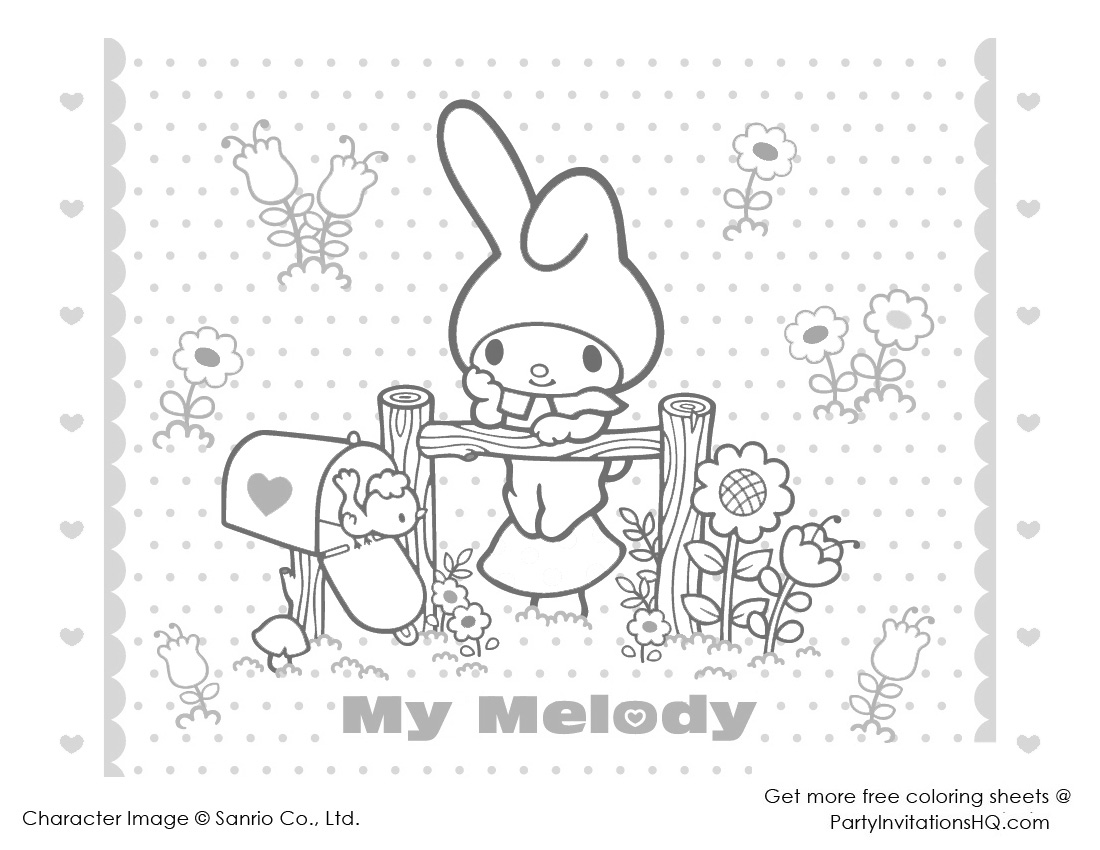 My melody colouring sheets cute kawaii resources
