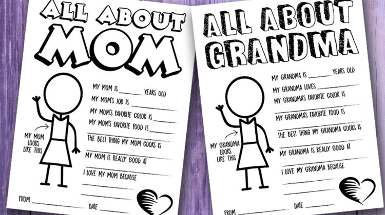 Mothers day questionnaire coloring page