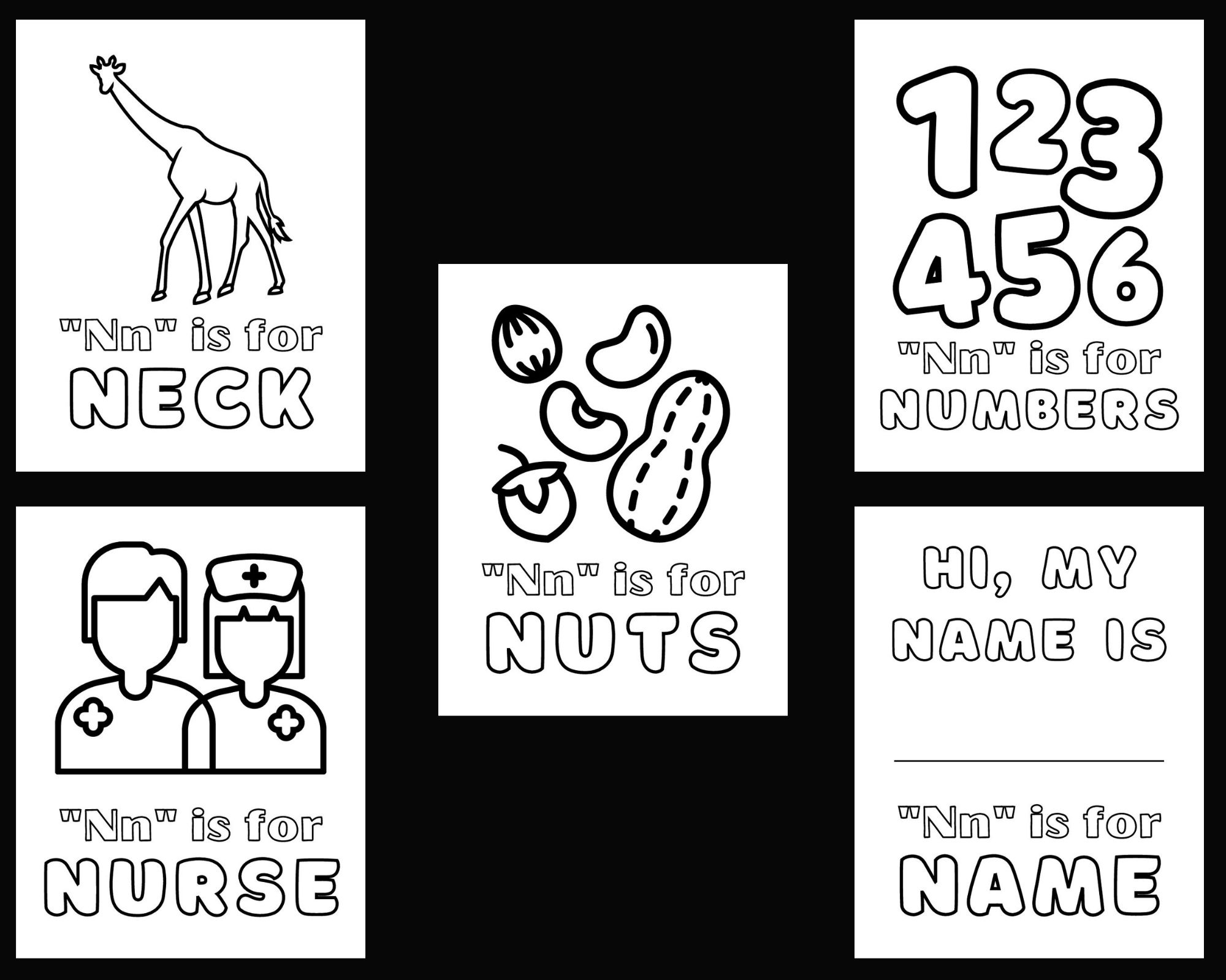 Noteable letter n coloring pages for kids printable pdf