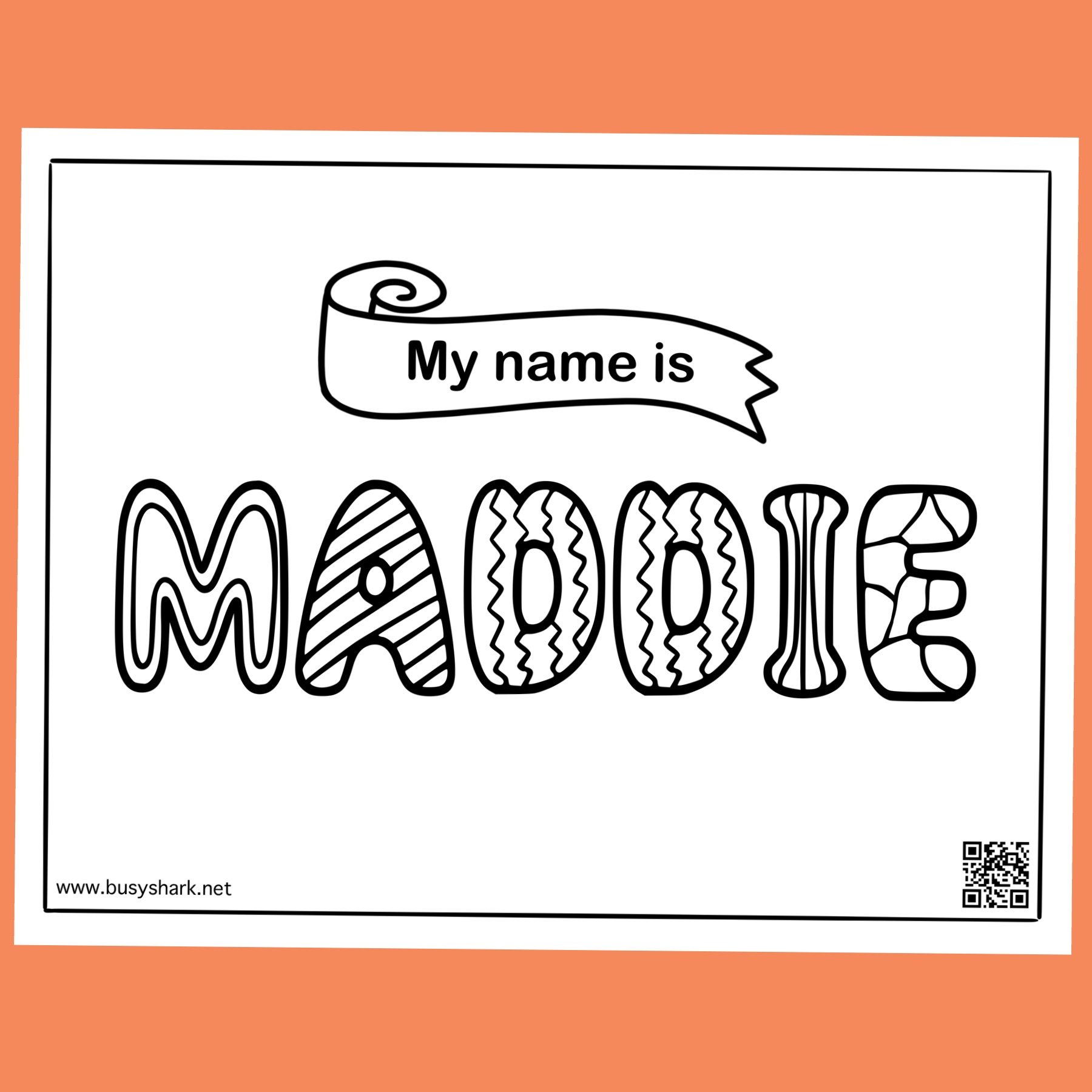 Free name maddie coloring page