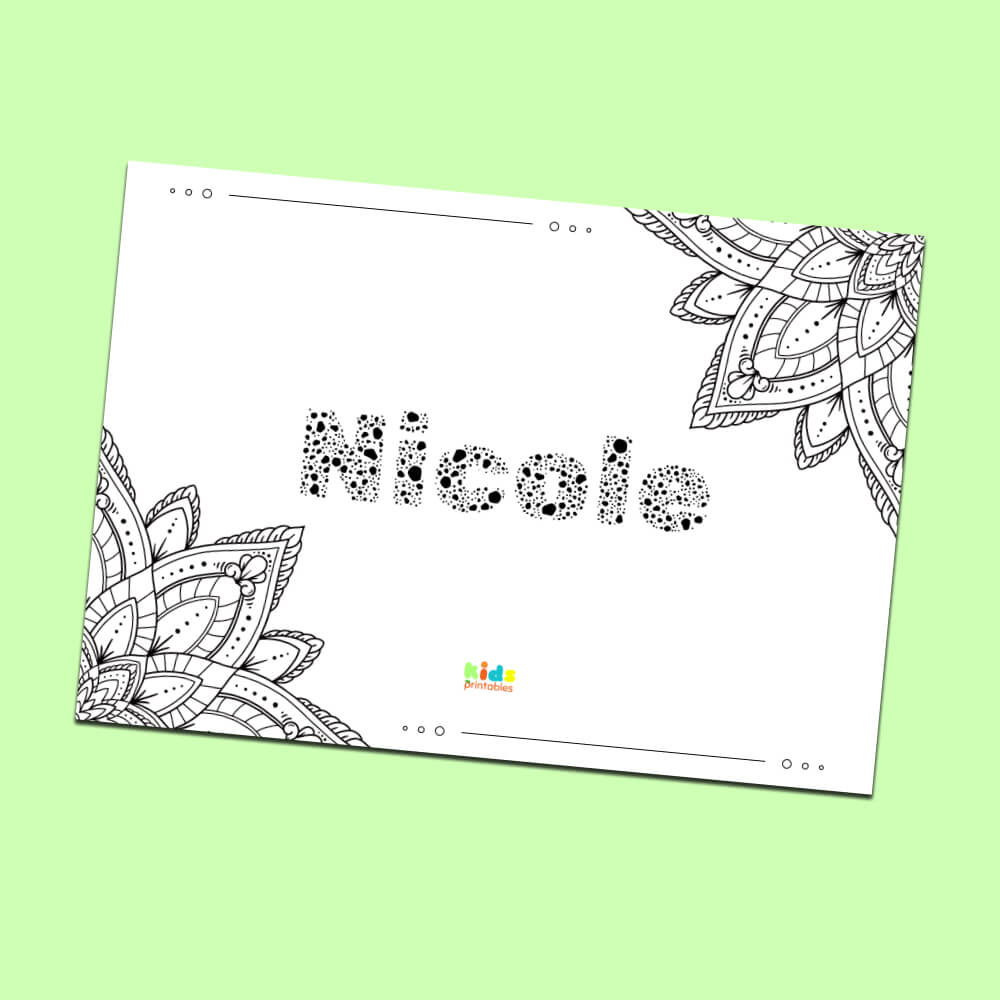 Color my name mandala template kids