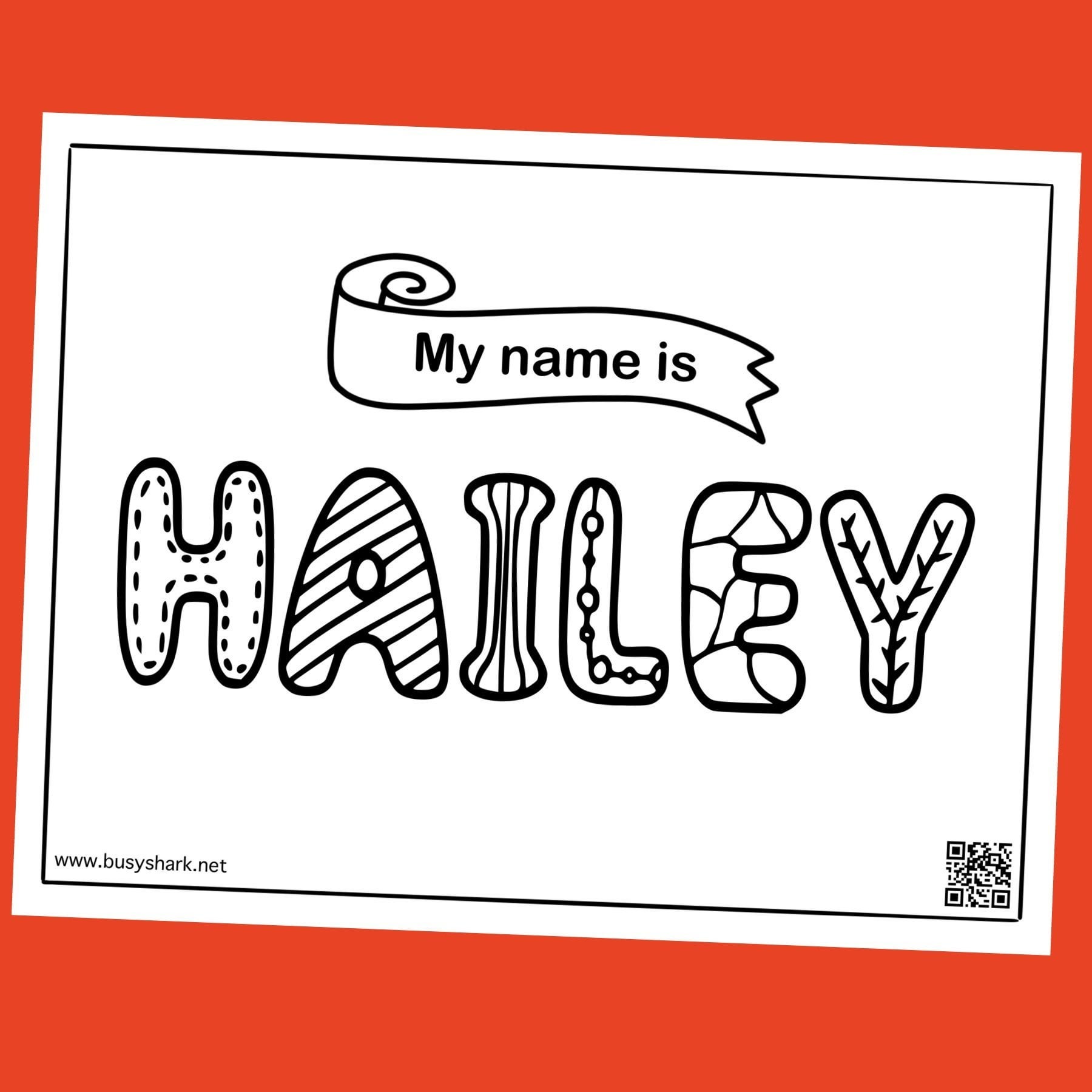Free name hailey coloring page rfreecoloringforkids