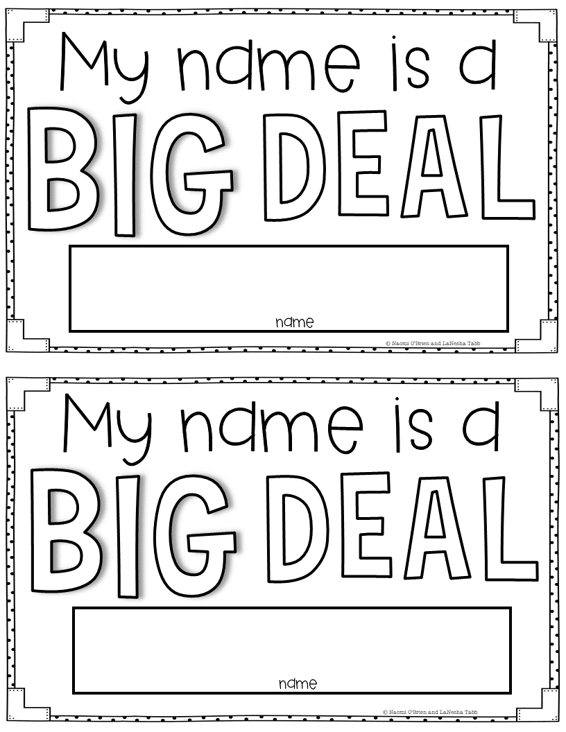Your name is a big deal ebook and activities