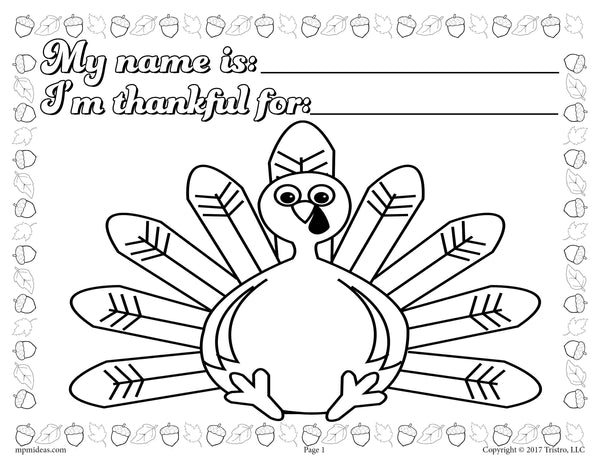 Printable thanksgiving coloring page activity for toddlers and prescho â