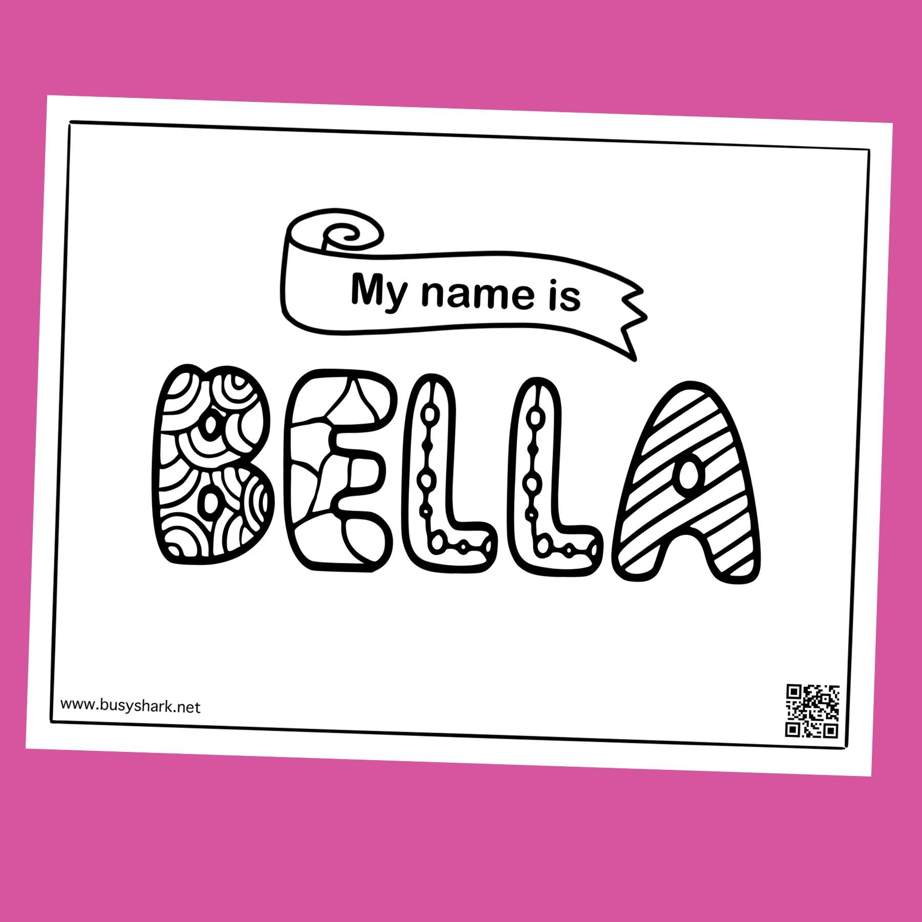 Free name bella coloring page