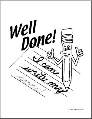 Clip art cartoon i can write my name pencil coloring page i