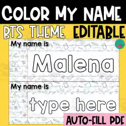 Editable name coloring pages