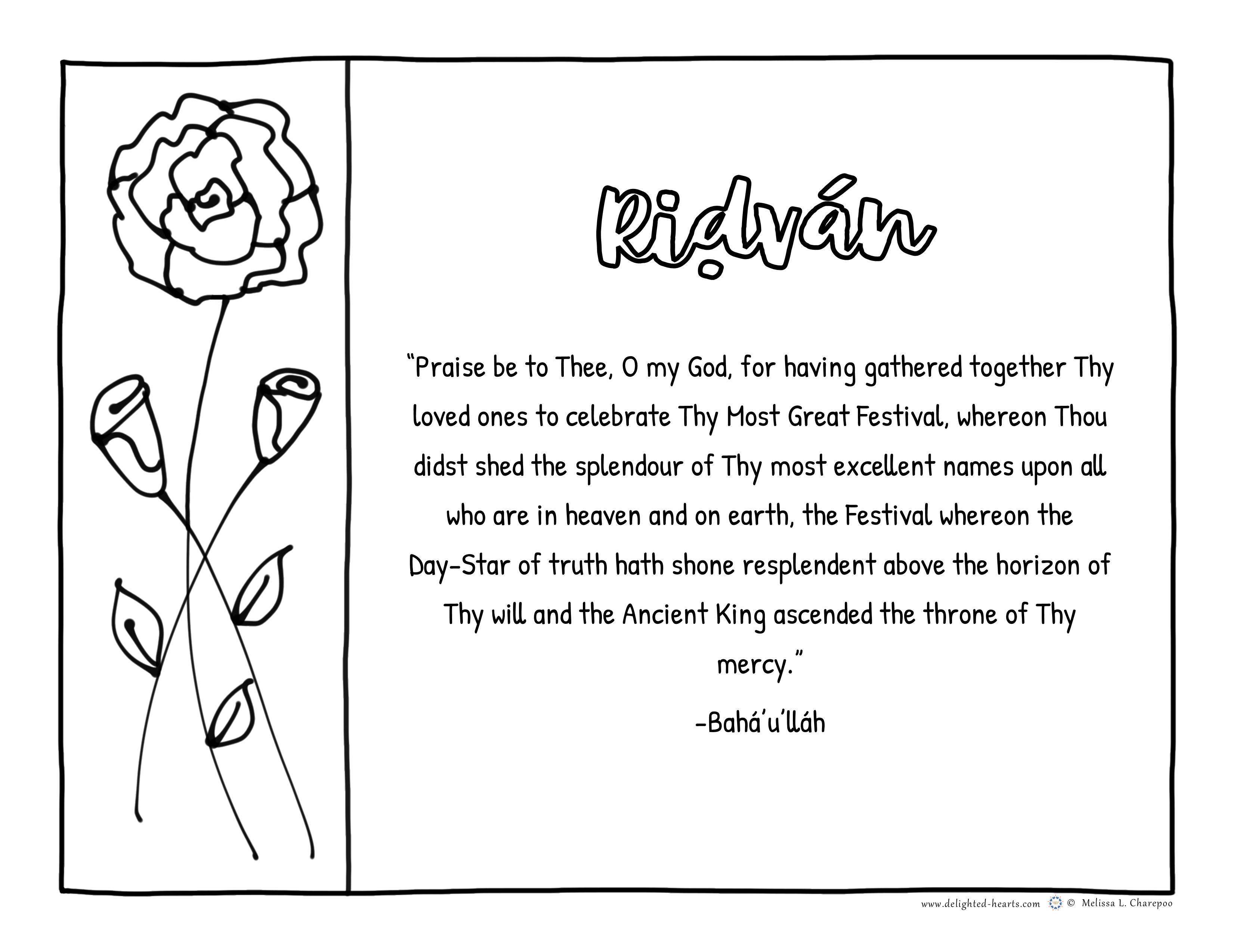 A gift coloring page to celebrate ridvãn â delighted hearts