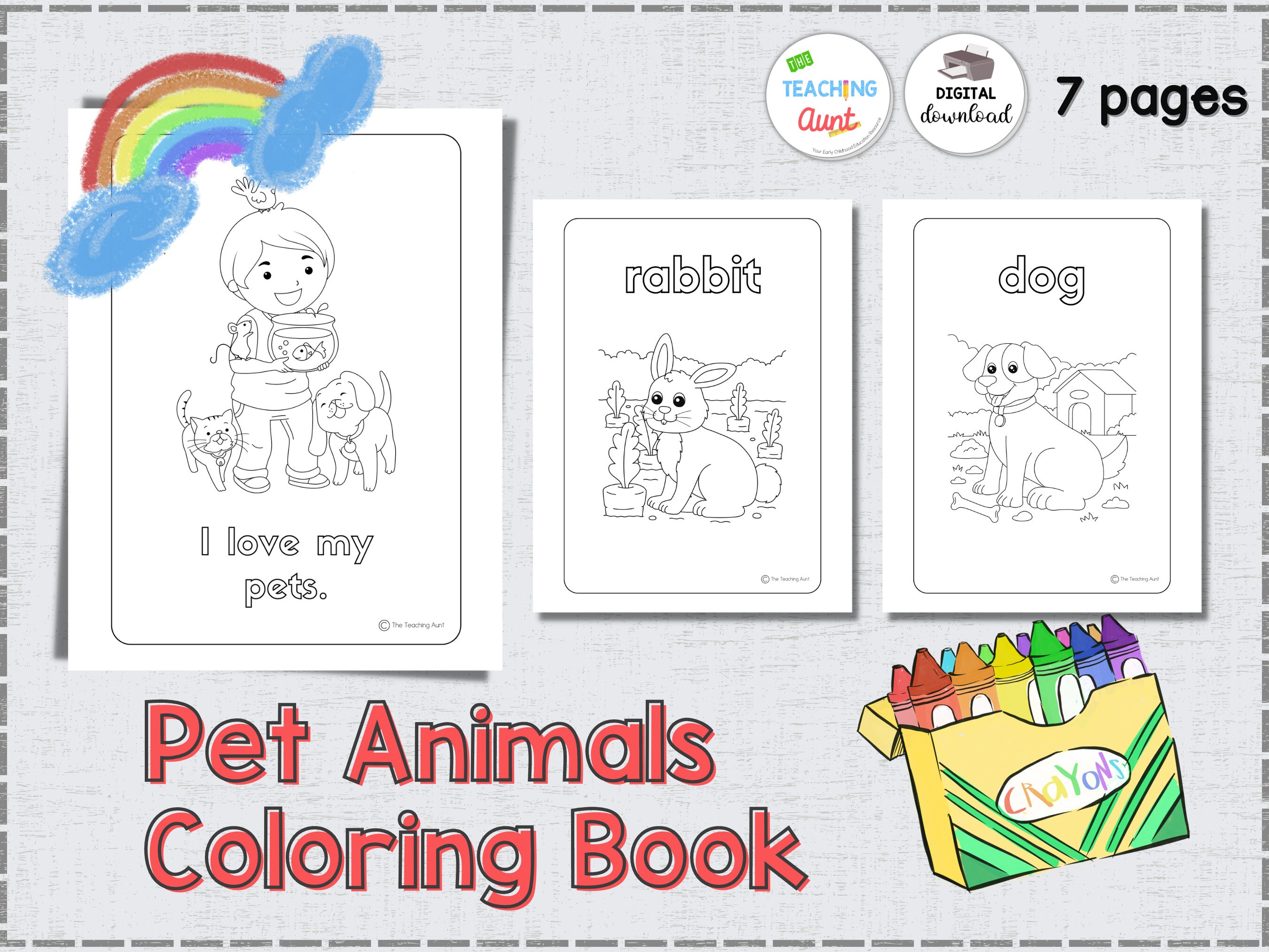 Pet animals coloring book preschool pre