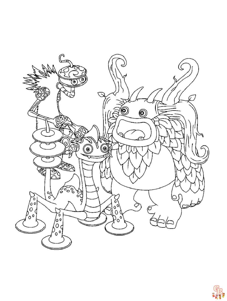 Enjoy creativity with my singing monsters coloring pages