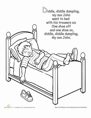 Nursery rhyme coloring diddle diddle dumpling worksheet education nursery rhymes kids nursery rhymes nursery rhymes preschool