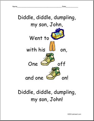 Diddle diddle dumpling nursery rhymes i