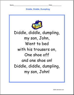 Diddle diddle dumpling nursery rhymes i