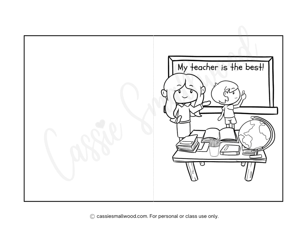 Cute teacher appreciation coloring pages and cards