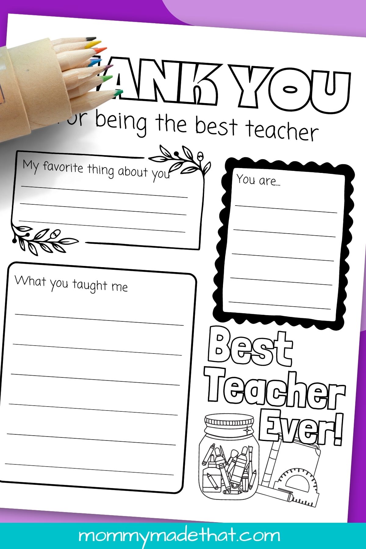 Teacher appreciation coloring pages